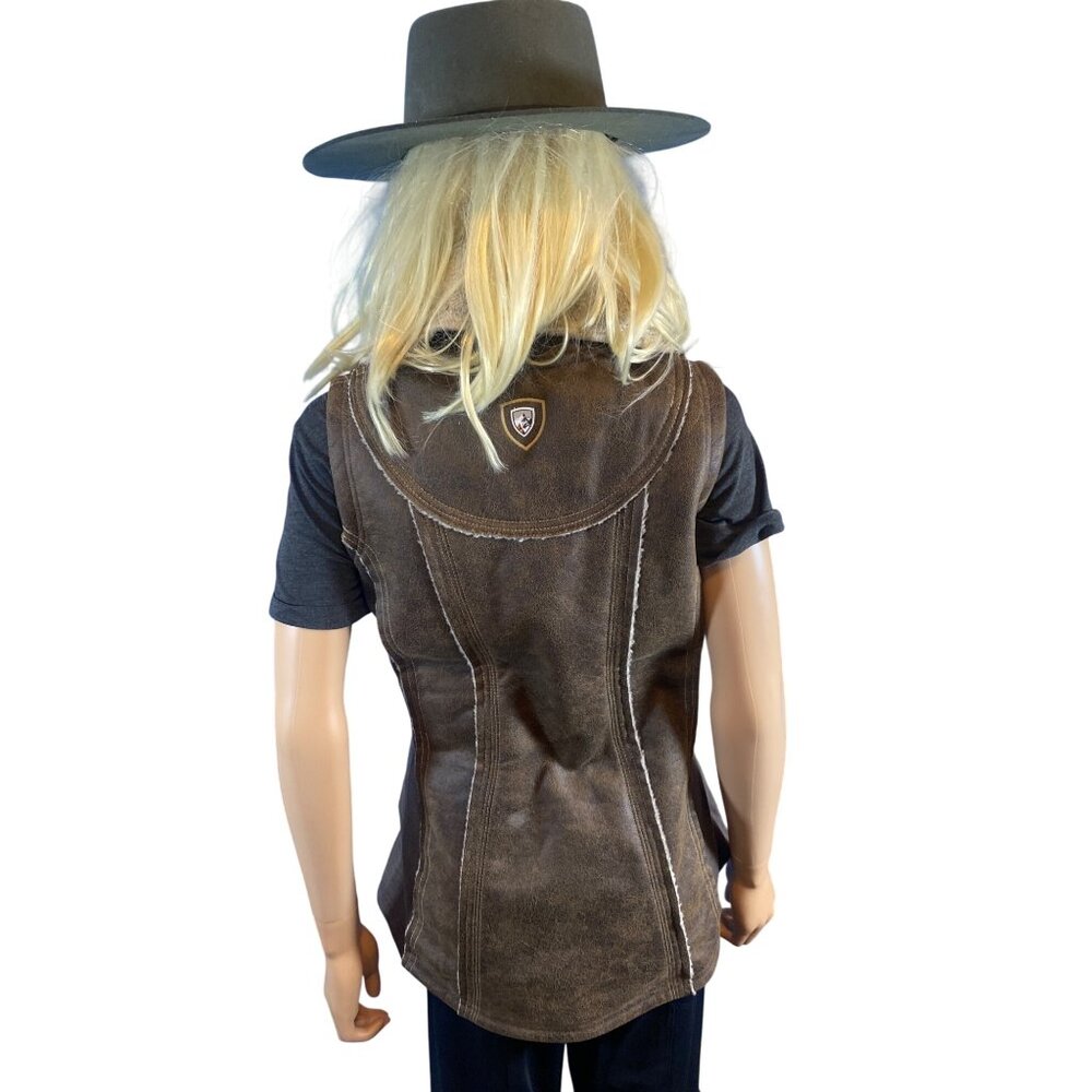NWT KUHL Womens Dani Sherpa Vest Italian Faux Leather Shearling S Brown MSRP$219 - Picture 11 of 17